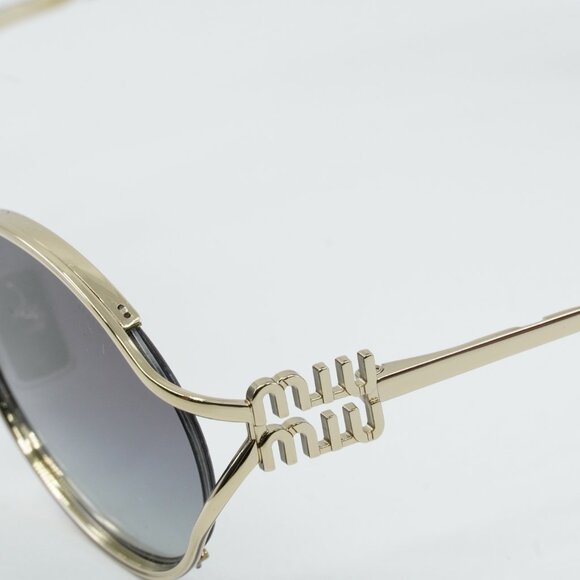 Miu Miu MU52YS ZVN5D1 Sunglasses Pale Gold Oval Frame, Grey Gradient Lenses main image 6